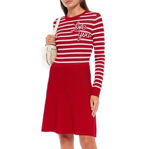 VALENTINO RED striped jacquard knit dress